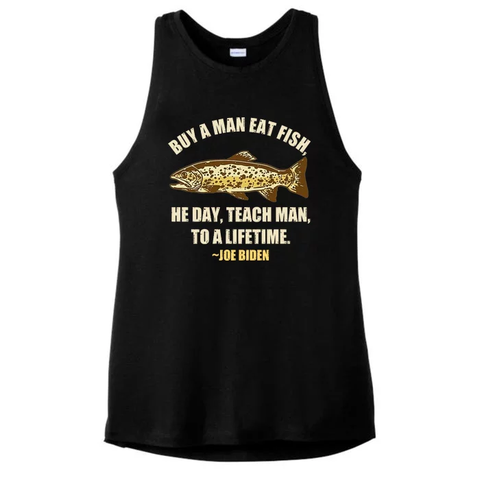 Buy A Man Eat Fish Joe Biden Ladies Tri-Blend Wicking Tank