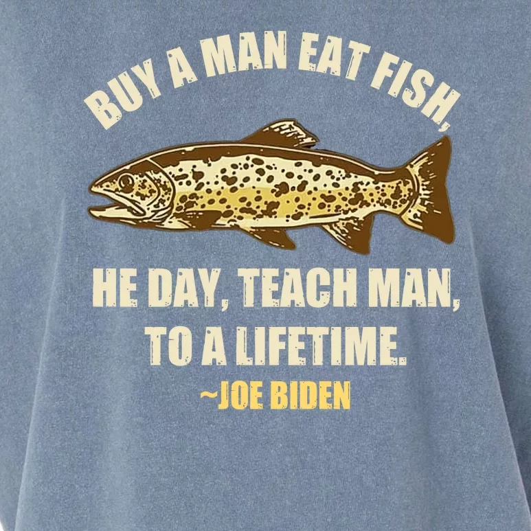 Buy A Man Eat Fish Joe Biden Garment-Dyed Women's Muscle Tee