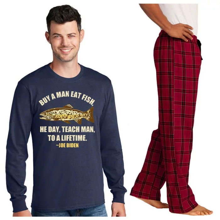 Buy A Man Eat Fish Joe Biden Long Sleeve Pajama Set