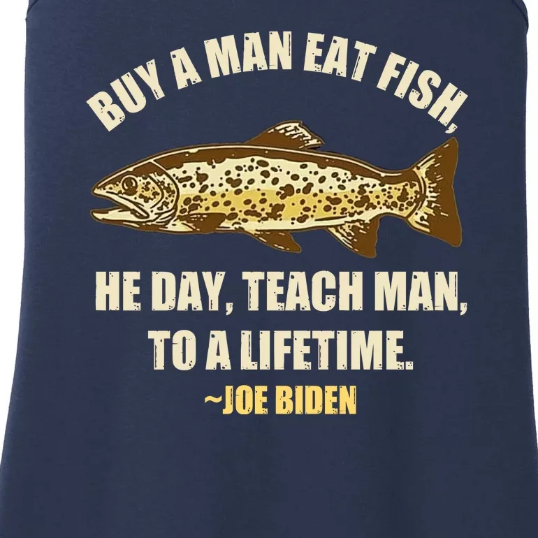 Buy A Man Eat Fish Joe Biden Ladies Essential Tank