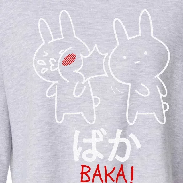 Baka Anime Manga Lover Otaku Gift Rabbit Slap Japanese Cropped Pullover Crew