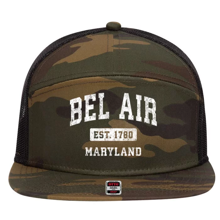 Bel Air Maryland Md Vintage Athletic Sports 7 Panel Mesh Trucker Snapback Hat