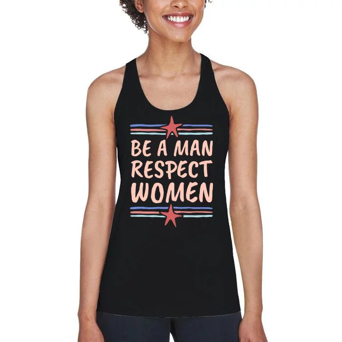 Be A Man Respect Women Women's Racerback Tank