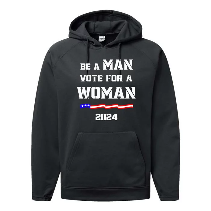 Be A Man Vote For A Kamala Harris 2024 Walz Us Flag Performance Fleece Hoodie