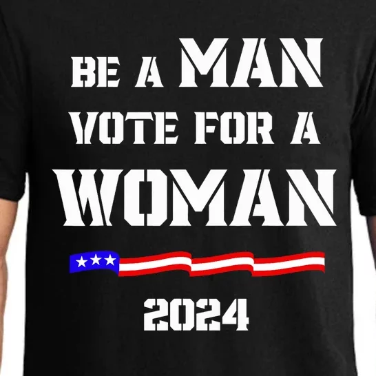 Be A Man Vote For A Kamala Harris 2024 Walz Us Flag Pajama Set