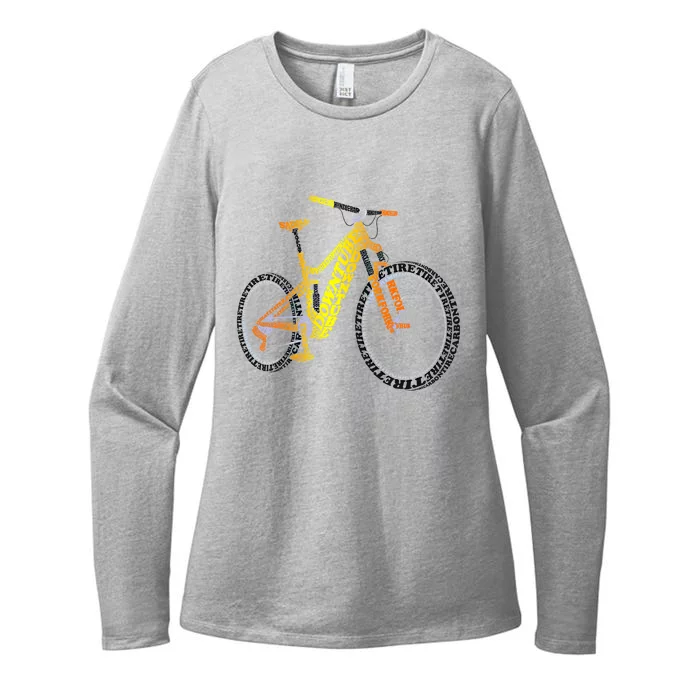 Bicycle Anatomy Mountain Bike Mtb Parts Funny Biker Rider Cool Gift Womens CVC Long Sleeve Shirt