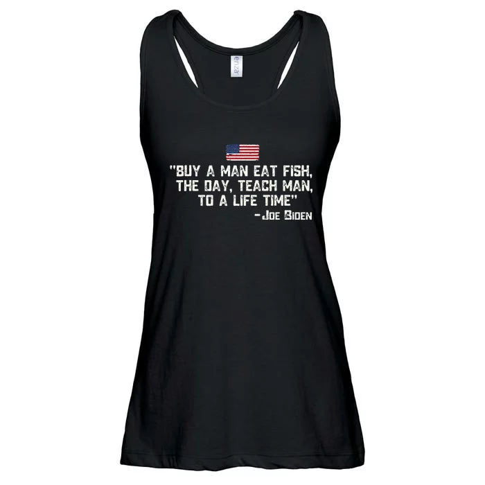 Buy A Man Eat Fish The Day Teach Man Joe Biden Ladies Essential Flowy Tank