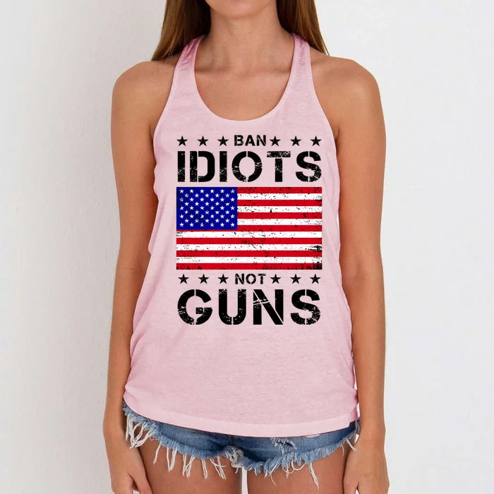 Ban Idiots Not Guns Women's Knotted Racerback Tank