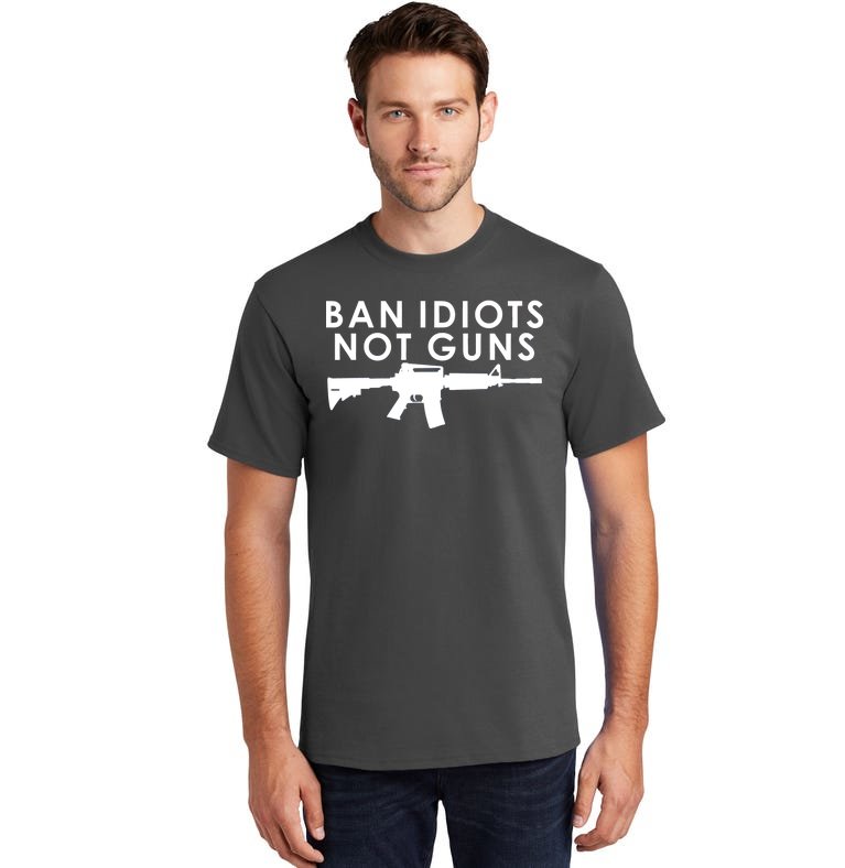 Ban Idiots Not Guns Gun Rights Logo Tall T-Shirt | TeeShirtPalace