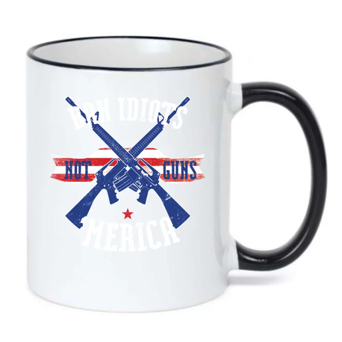 Ban Idiots Not Guns Merica Black Color Changing Mug