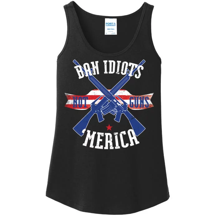 Ban Idiots Not Guns Merica Ladies Essential Tank