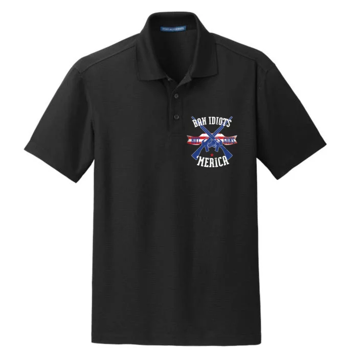 Ban Idiots Not Guns Merica Dry Zone Grid Performance Polo