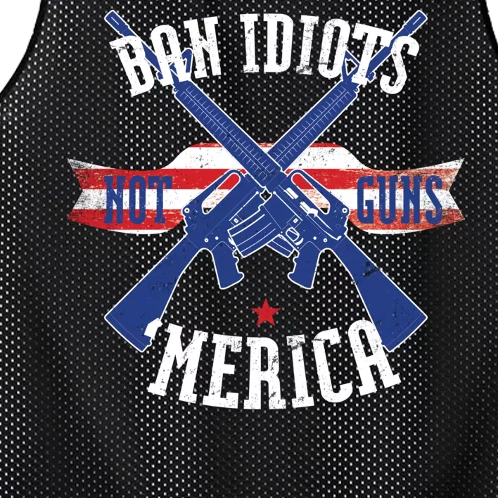 Ban Idiots Not Guns Merica Mesh Reversible Basketball Jersey Tank