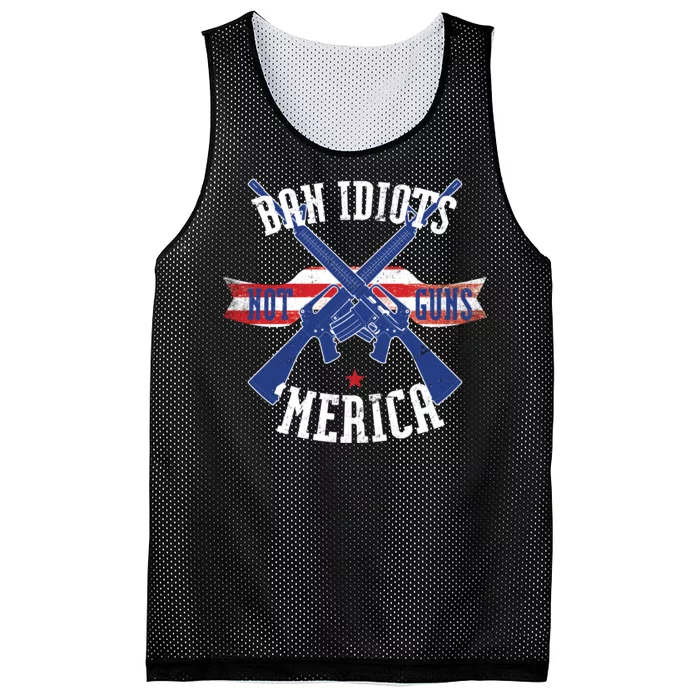 Ban Idiots Not Guns Merica Mesh Reversible Basketball Jersey Tank