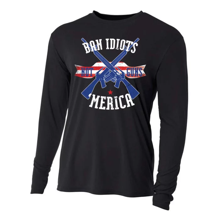 Ban Idiots Not Guns Merica Cooling Performance Long Sleeve Crew