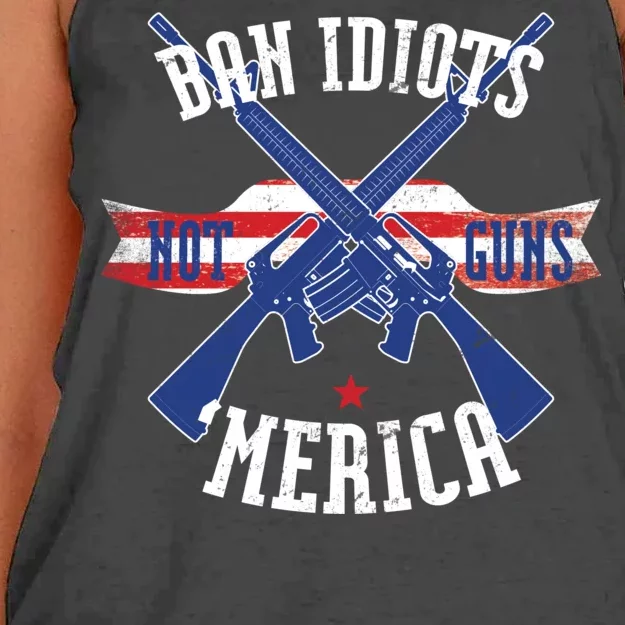 Ban Idiots Not Guns Merica Women's Knotted Racerback Tank