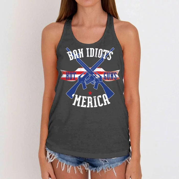 Ban Idiots Not Guns Merica Women's Knotted Racerback Tank