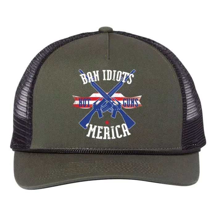 Ban Idiots Not Guns Merica Retro Rope Trucker Hat Cap