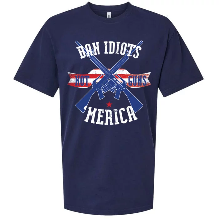 Ban Idiots Not Guns Merica Sueded Cloud Jersey T-Shirt