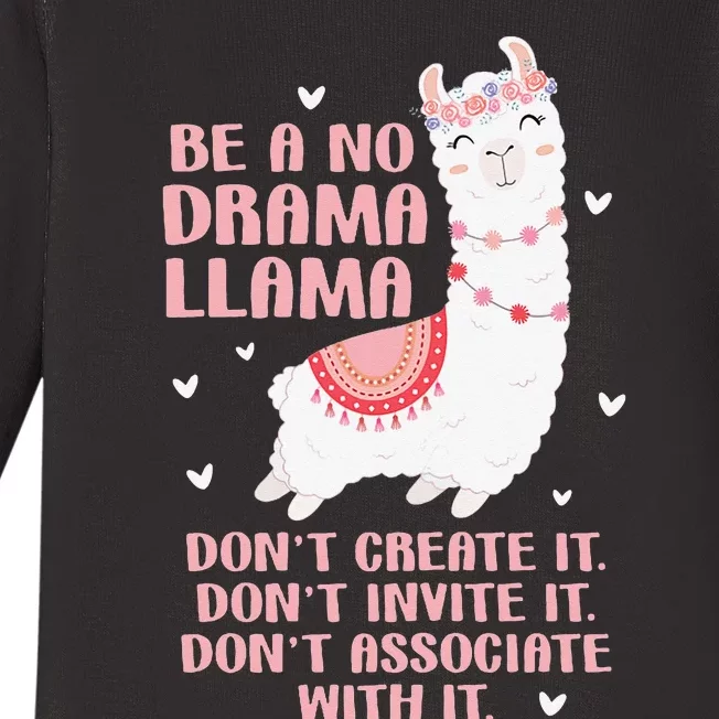 Be A No Drama Llama Alpaca Animal Lovers Baby Long Sleeve Bodysuit