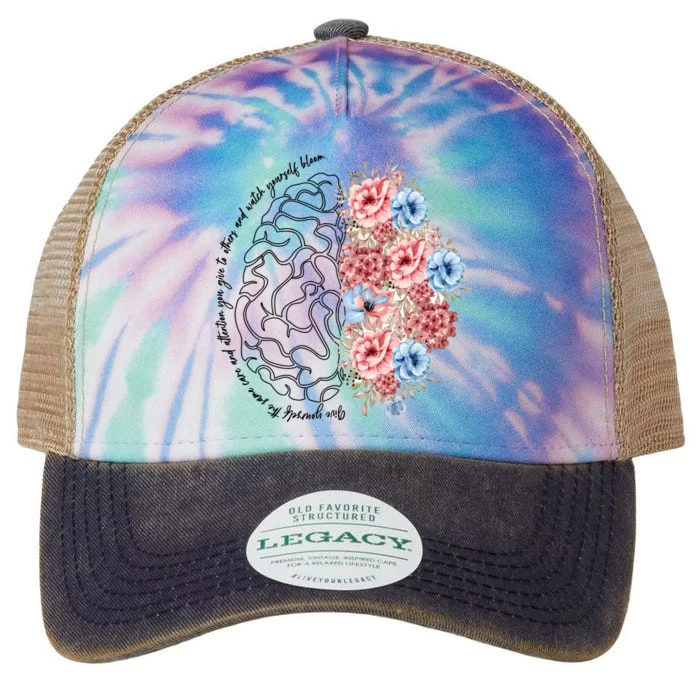 Brain Anatomy Nurse Blooming Flowers Nursing Anatomical Gift Cool Gift Legacy Tie Dye Trucker Hat