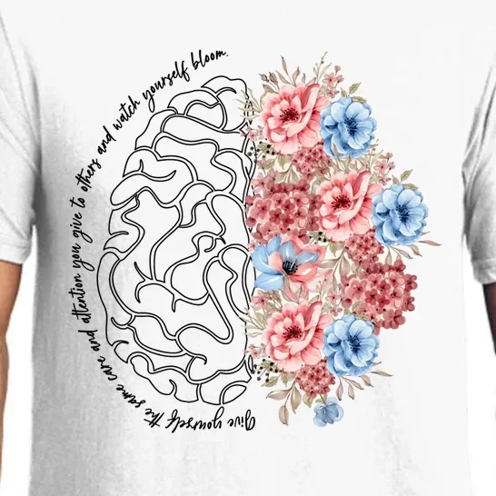 Brain Anatomy Nurse Blooming Flowers Nursing Anatomical Gift Cool Gift Pajama Set