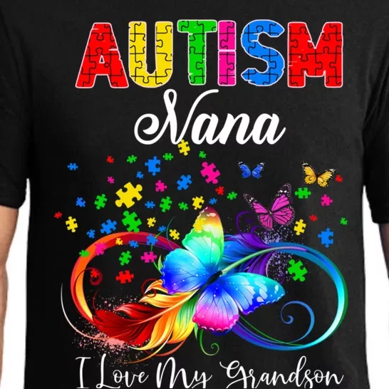 Butterfly Autism Nana I Love My Grandson Support Autistic Gift Pajama Set