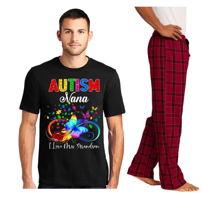 Butterfly Autism Nana I Love My Grandson Support Autistic Gift Pajama Set