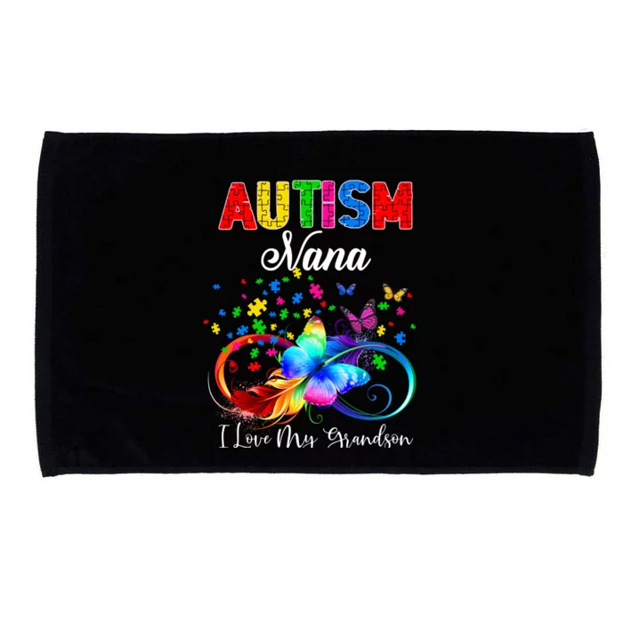 Butterfly Autism Nana I Love My Grandson Support Autistic Gift Microfiber Hand Towel