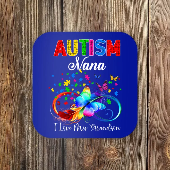 Butterfly Autism Nana I Love My Grandson Support Autistic Gift Coaster