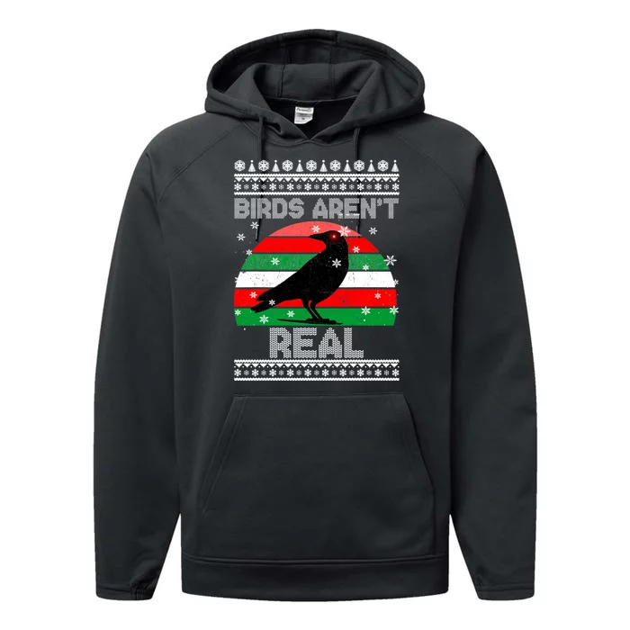 Bird Are Not Real Conspiracy Ugly Christmas Sweater Performance Fleece Hoodie