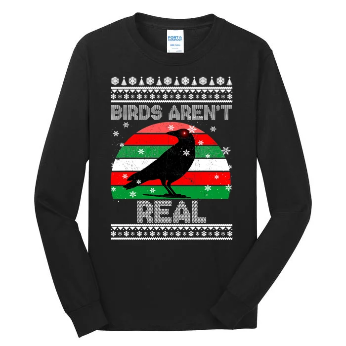 Bird Are Not Real Conspiracy Ugly Christmas Sweater Tall Long Sleeve T-Shirt