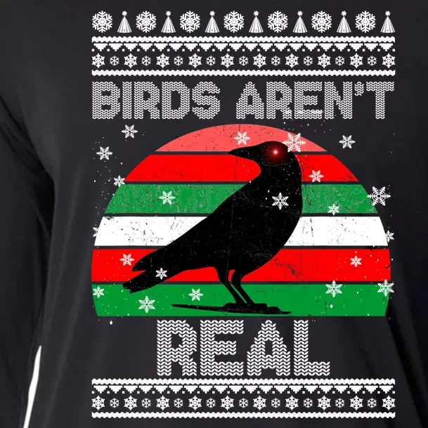 Bird Are Not Real Conspiracy Ugly Christmas Sweater Cooling Performance Long Sleeve Crew