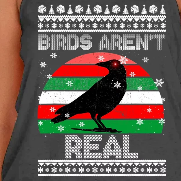 Bird Are Not Real Conspiracy Ugly Christmas Sweater Women's Knotted Racerback Tank