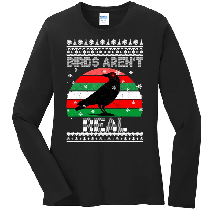 Bird Are Not Real Conspiracy Ugly Christmas Sweater Ladies Long Sleeve Shirt