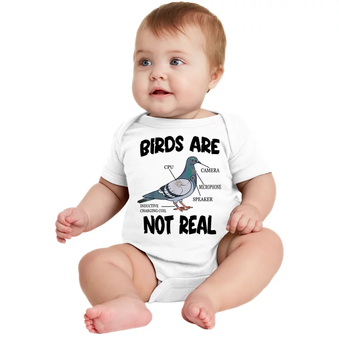 Birds Are Not Real Diagram Baby Bodysuit