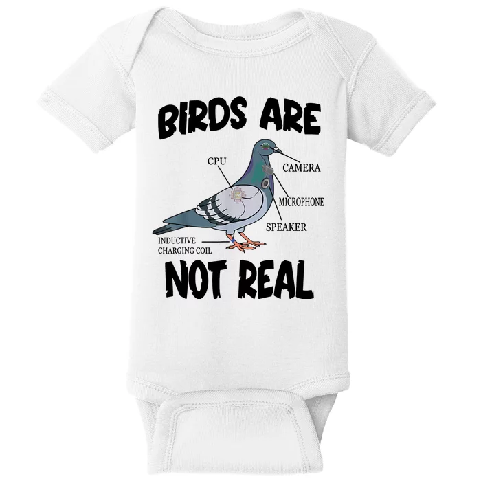 Birds Are Not Real Diagram Baby Bodysuit