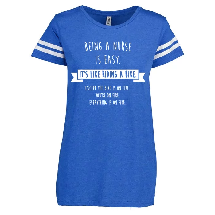 Being A Nurse Is Easy Funny Sarcastic Nursing Gift Enza Ladies Jersey Football T-Shirt