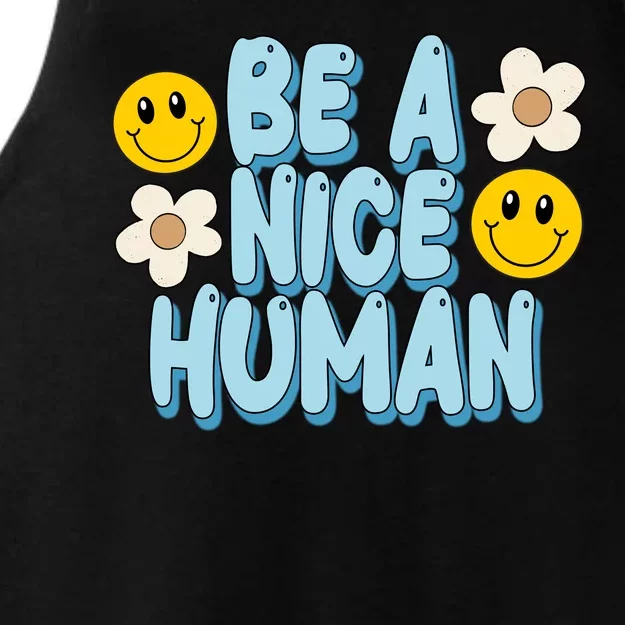 Be A Nice Human Cute Smile Retro Ladies Tri-Blend Wicking Tank