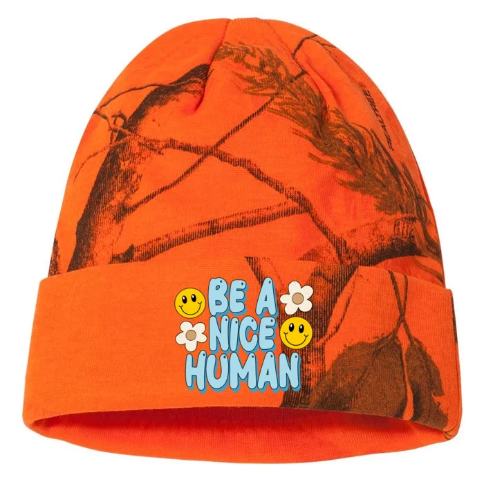 Be A Nice Human Cute Smile Retro Kati - 12in Camo Beanie