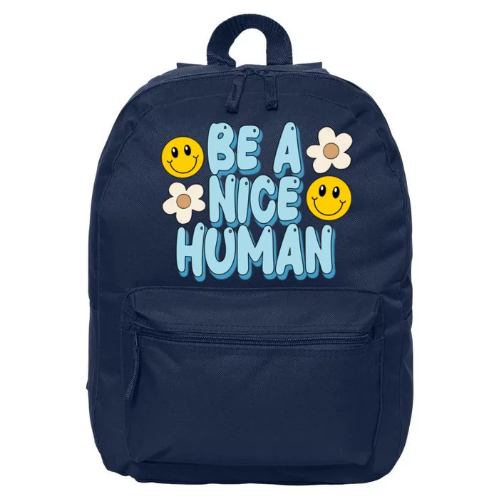 Be A Nice Human Cute Smile Retro 16 in Basic Backpack