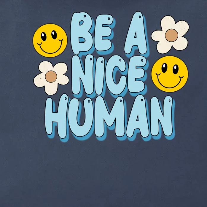 Be A Nice Human Cute Smile Retro Zip Tote Bag