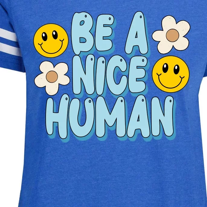 Be A Nice Human Cute Smile Retro Enza Ladies Jersey Football T-Shirt