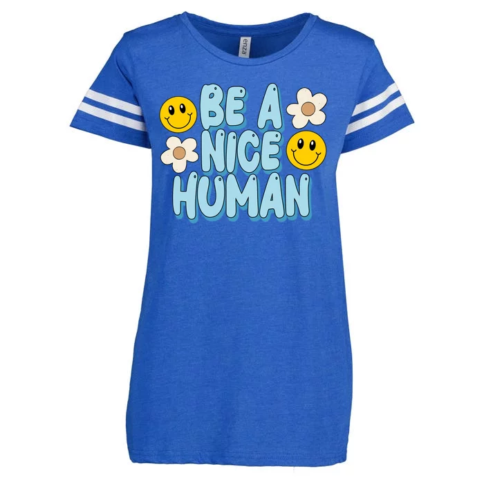 Be A Nice Human Cute Smile Retro Enza Ladies Jersey Football T-Shirt