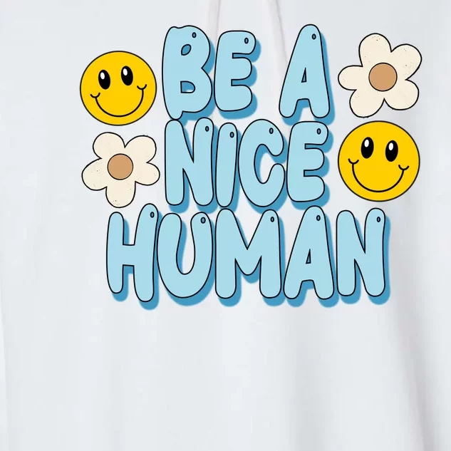 Be A Nice Human Cute Smile Retro Garment-Dyed Fleece Hoodie