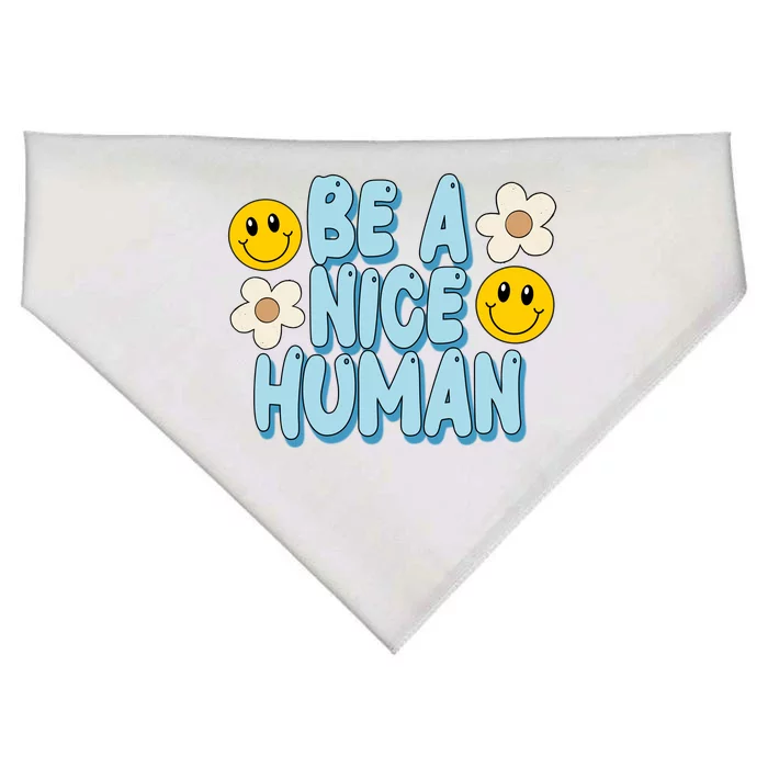 Be A Nice Human Cute Smile Retro USA-Made Doggie Bandana