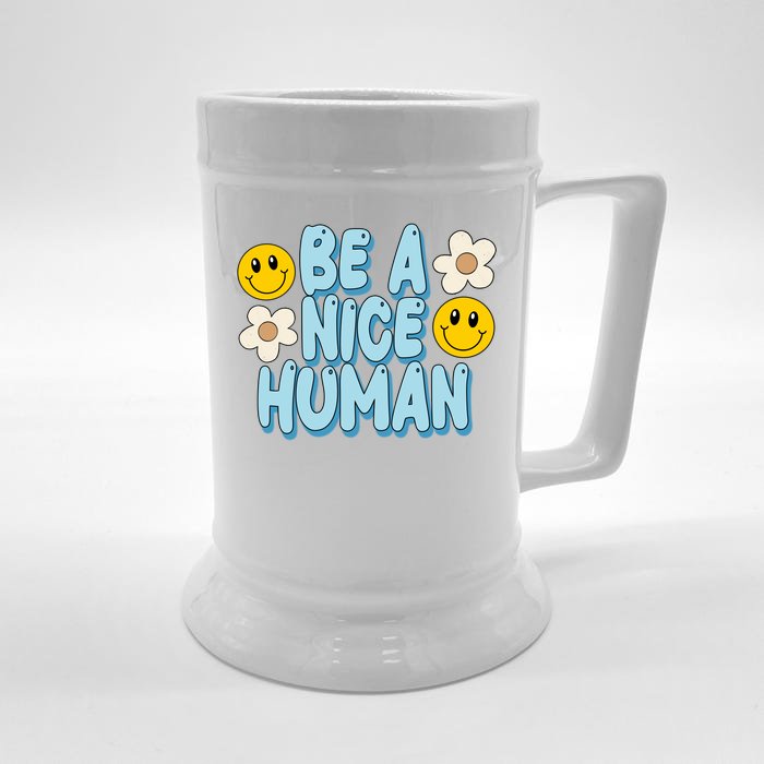 Be A Nice Human Cute Smile Retro Front & Back Beer Stein