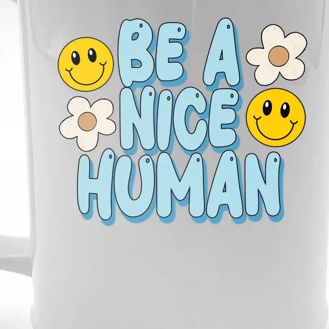 Be A Nice Human Cute Smile Retro Front & Back Beer Stein