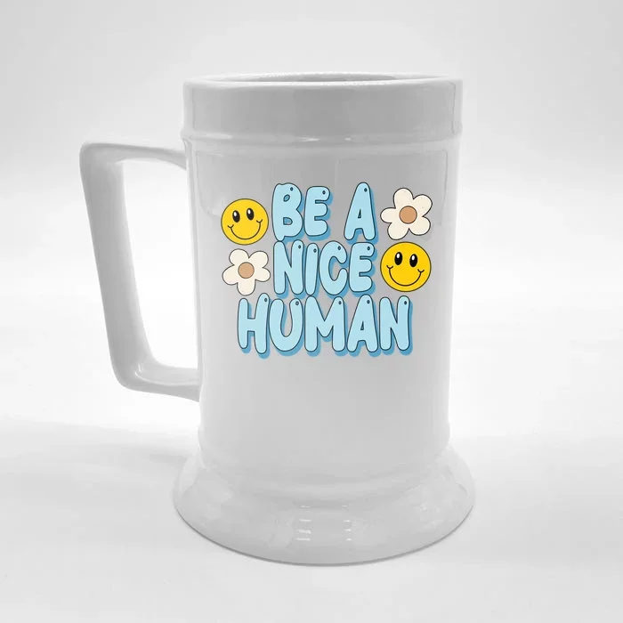 Be A Nice Human Cute Smile Retro Front & Back Beer Stein