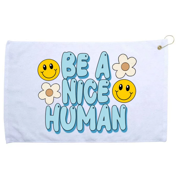 Be A Nice Human Cute Smile Retro Grommeted Golf Towel